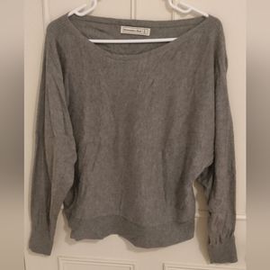 Grey Boatneck Long Sleeve Knit Sweater